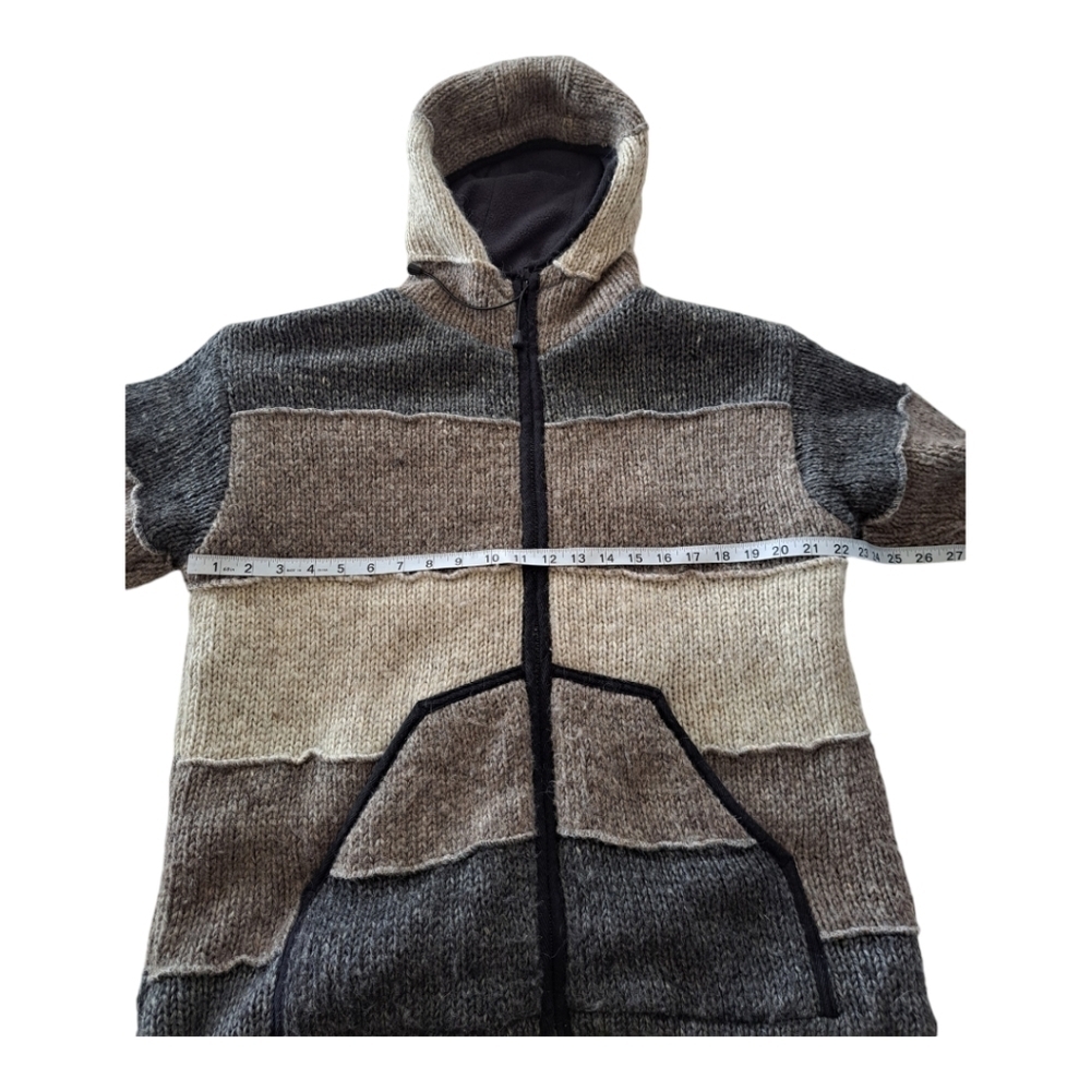 Laudromat wool men's jacket hooded coat sweater cardigan Made in Nepal - Picture 15 of 15